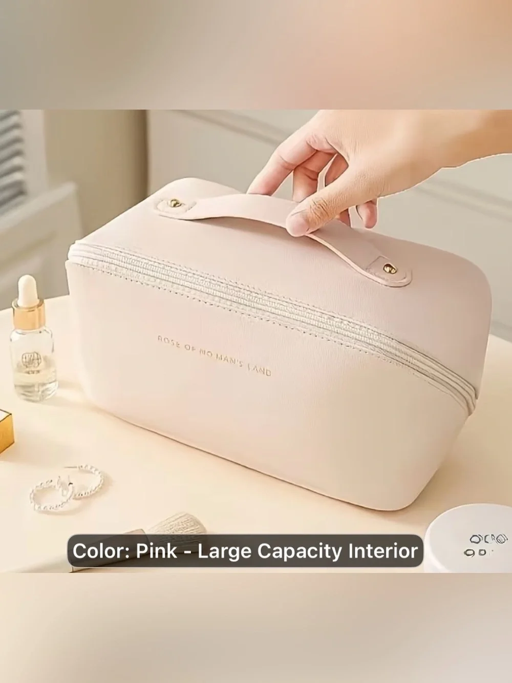 Pink 'Rose of No Man's Land' Cosmetic Travel Case
